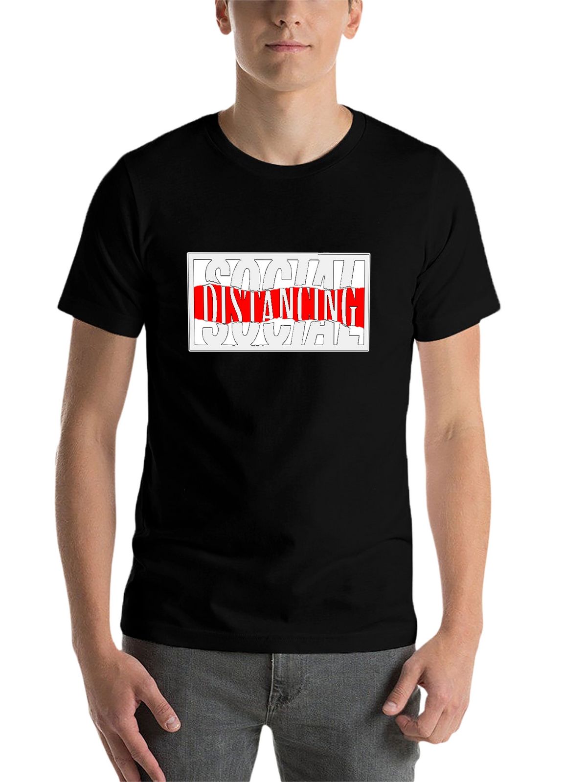 Social Distancing Graphic Tee - Black Crew Neck