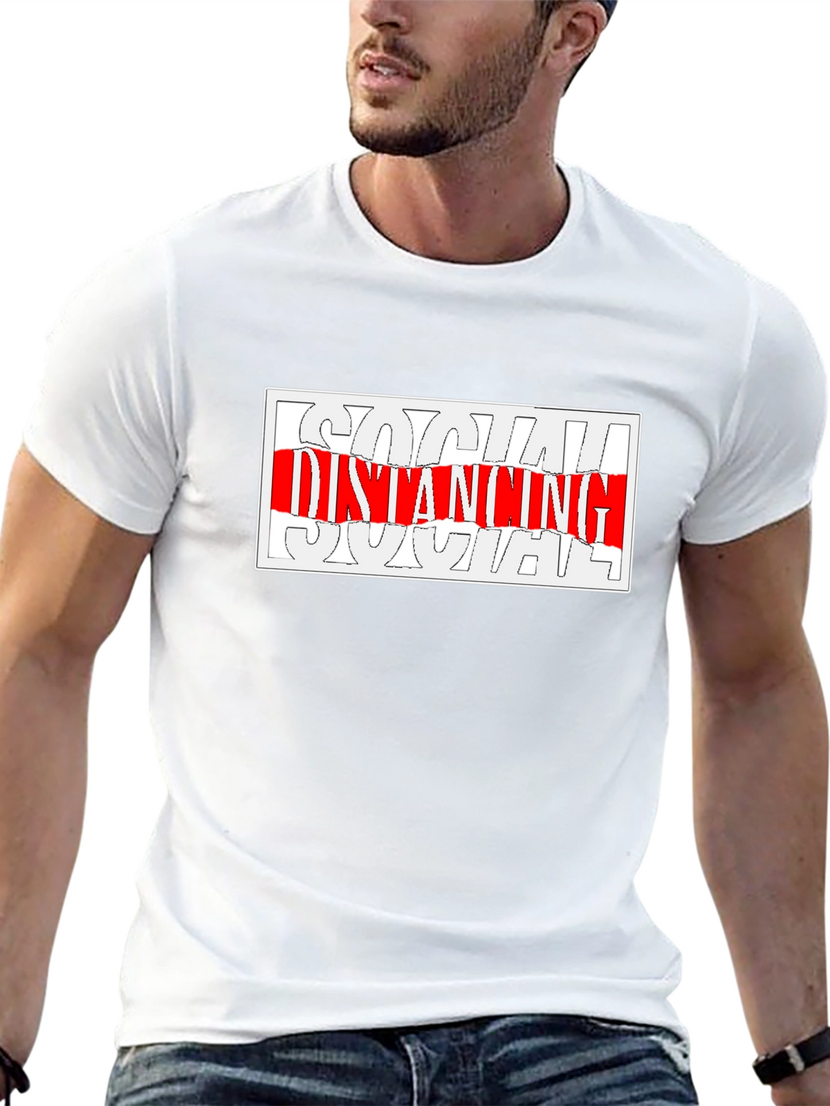 Social Distancing Graphic Tee - Black Crew Neck