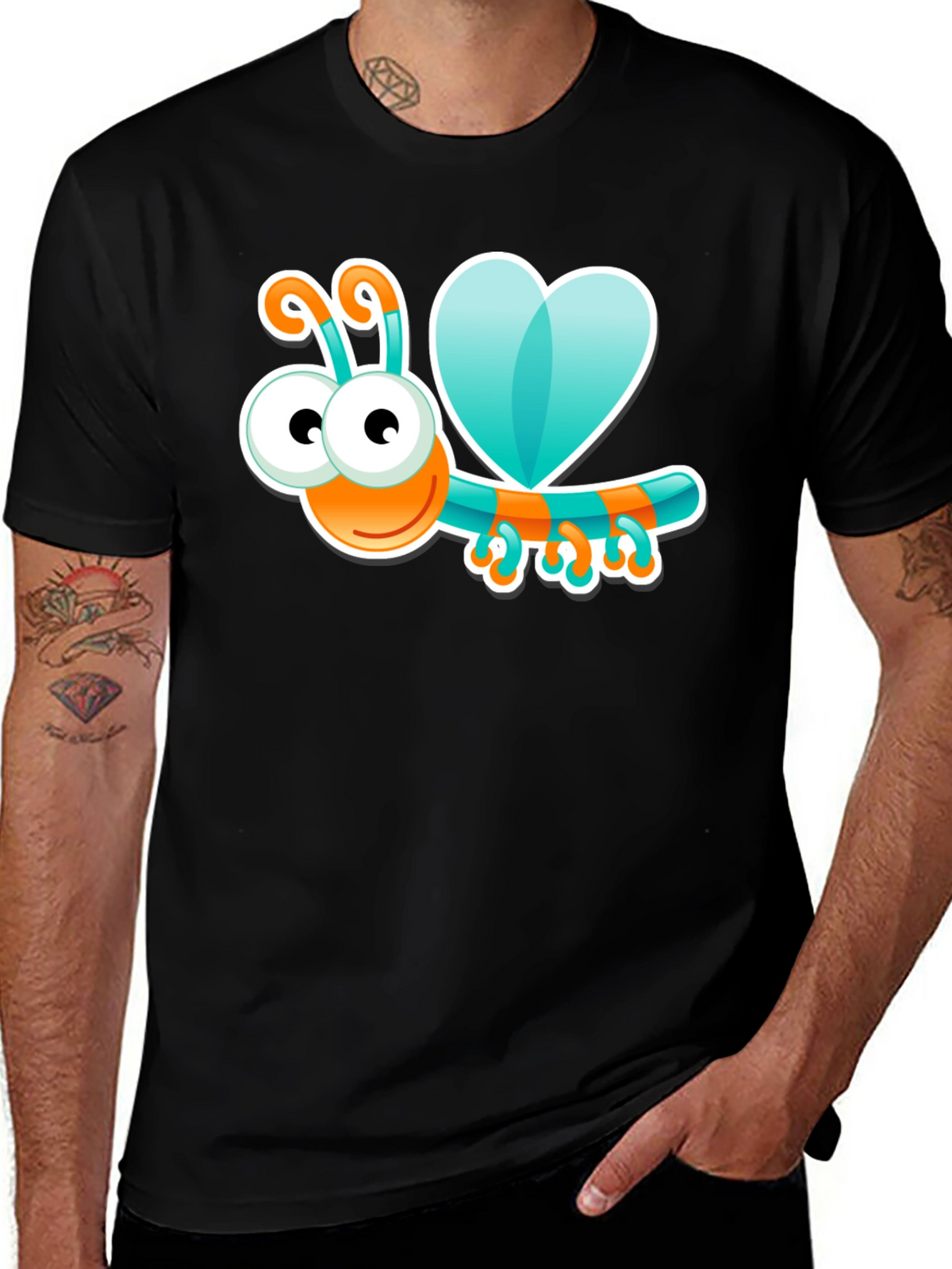 Cartoon Bug Graphic Black T-Shirt