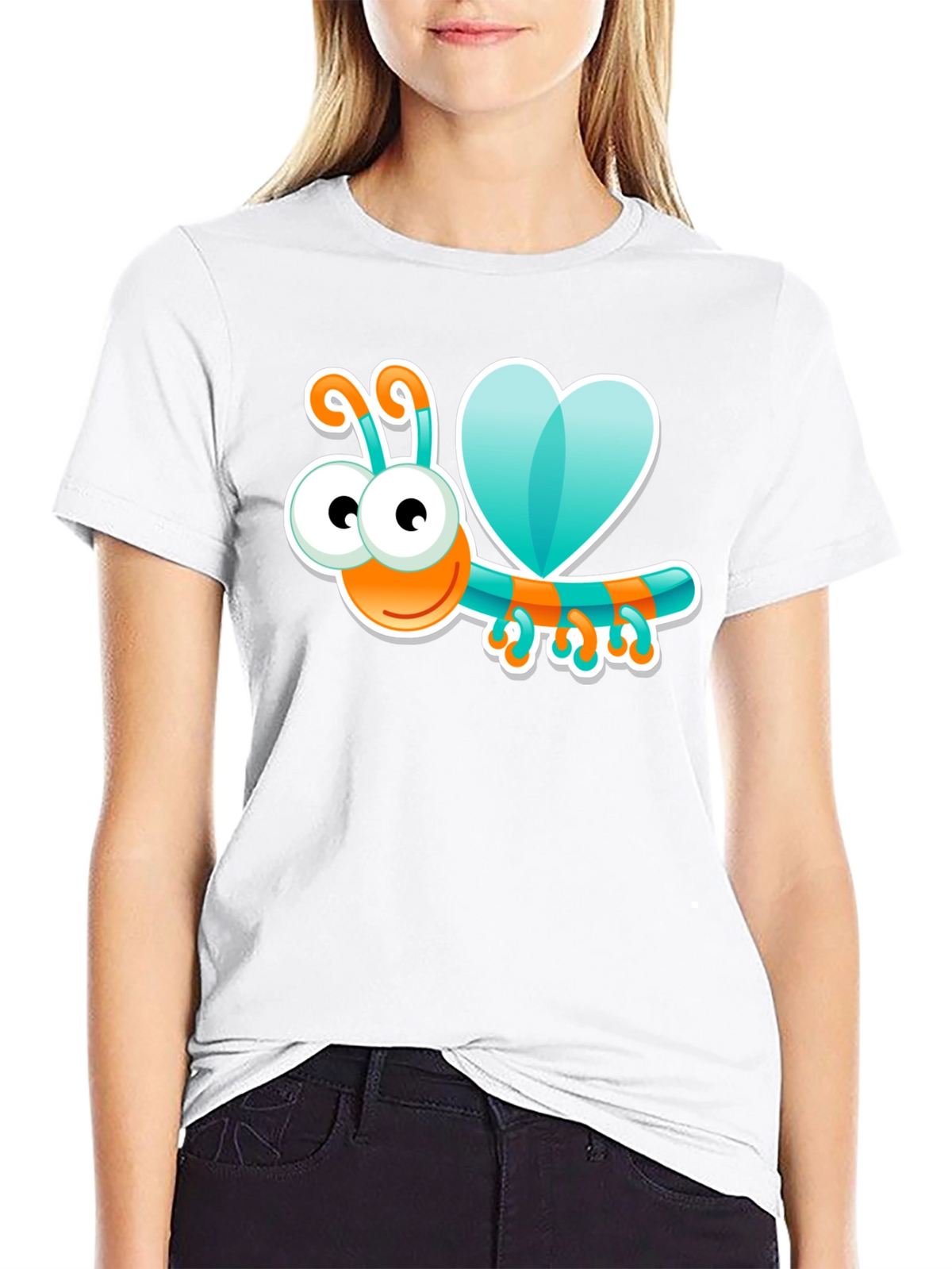 Cartoon Bug Graphic Black T-Shirt