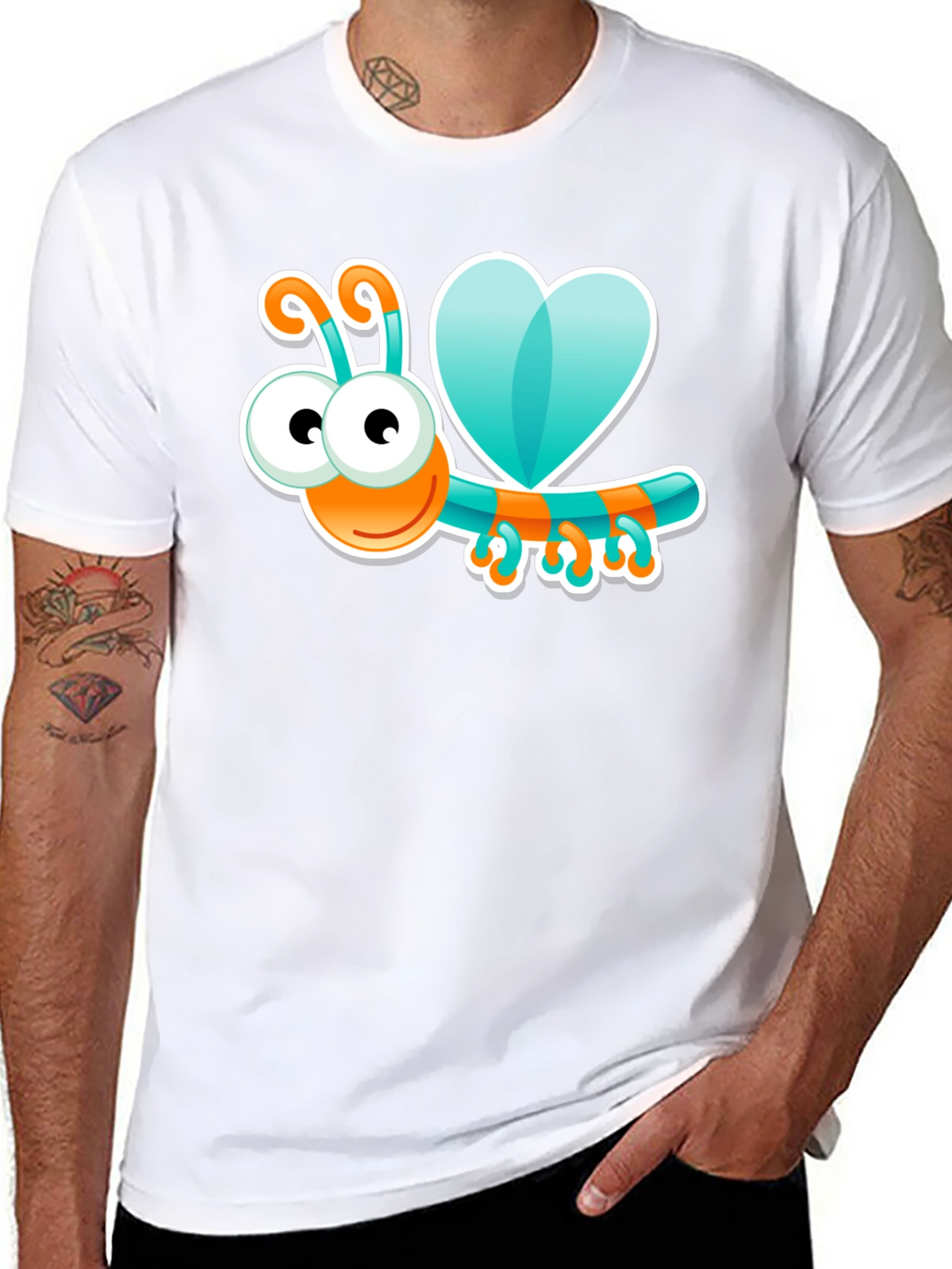 Cartoon Bug Graphic Black T-Shirt