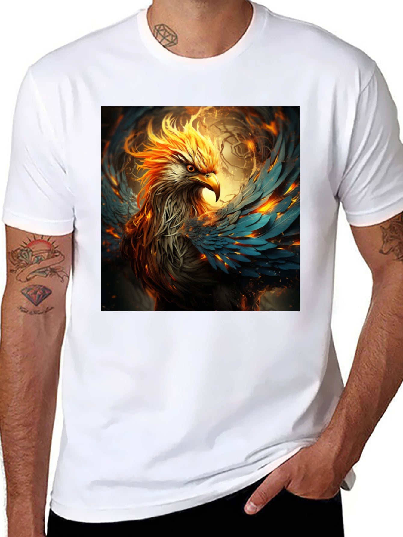 Fiery Phoenix Graphic Tee - Bold Black T-Shirt