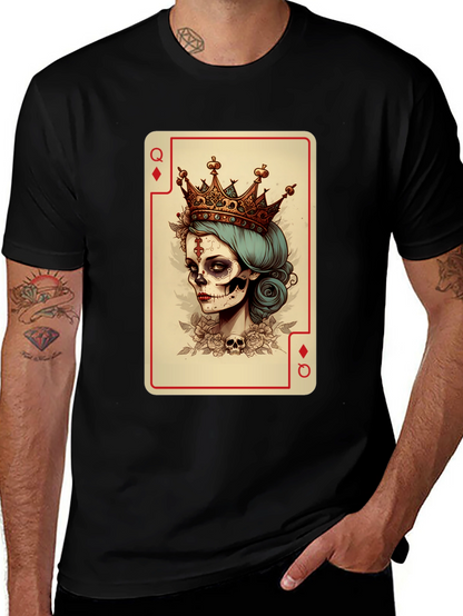 Queen of Diamonds Skeleton T-Shirt - Unique Graphic Tee