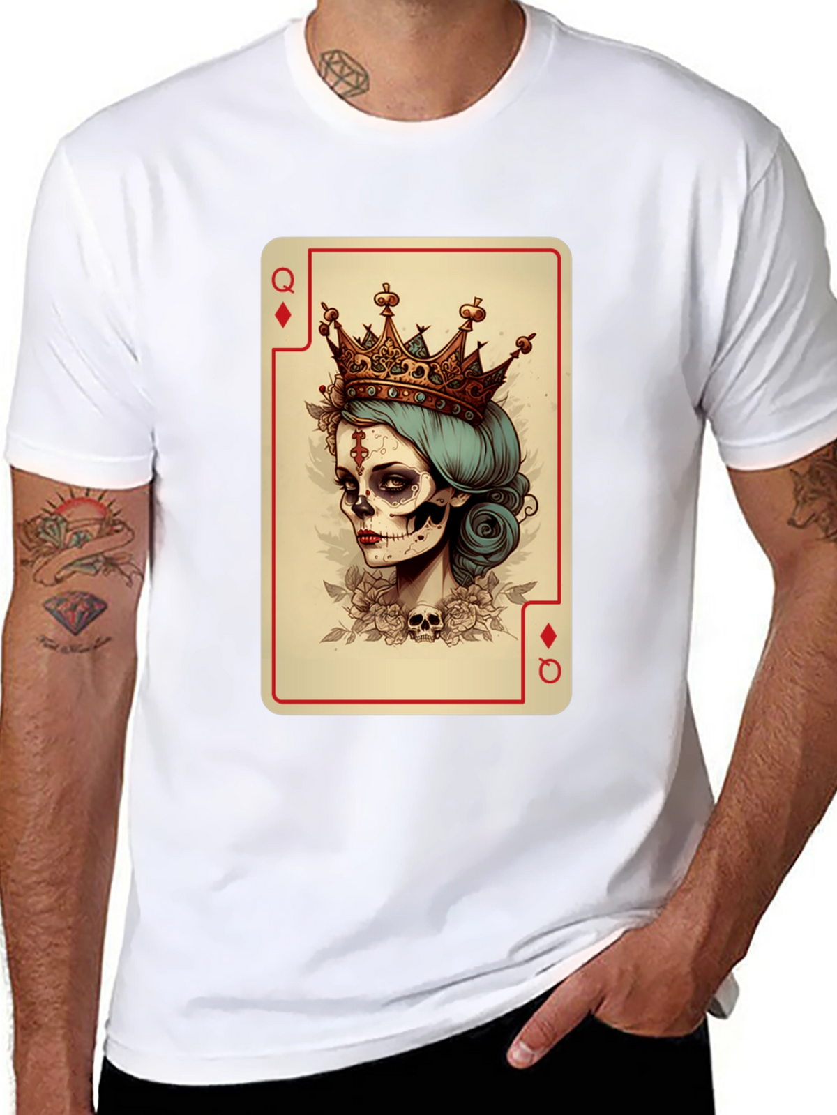Queen of Diamonds Skeleton T-Shirt - Unique Graphic Tee