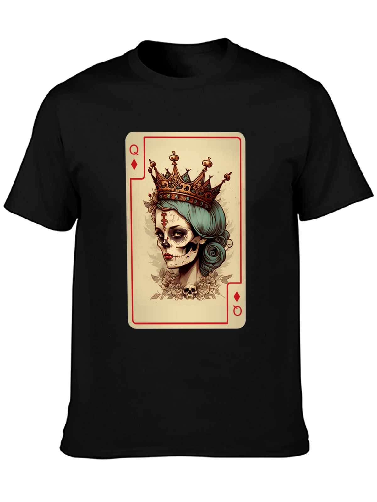 Queen of Diamonds Skeleton T-Shirt - Unique Graphic Tee