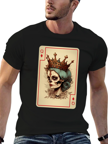 Queen of Diamonds Skeleton T-Shirt - Unique Graphic Tee
