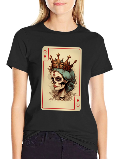 Queen of Diamonds Skeleton T-Shirt - Unique Graphic Tee