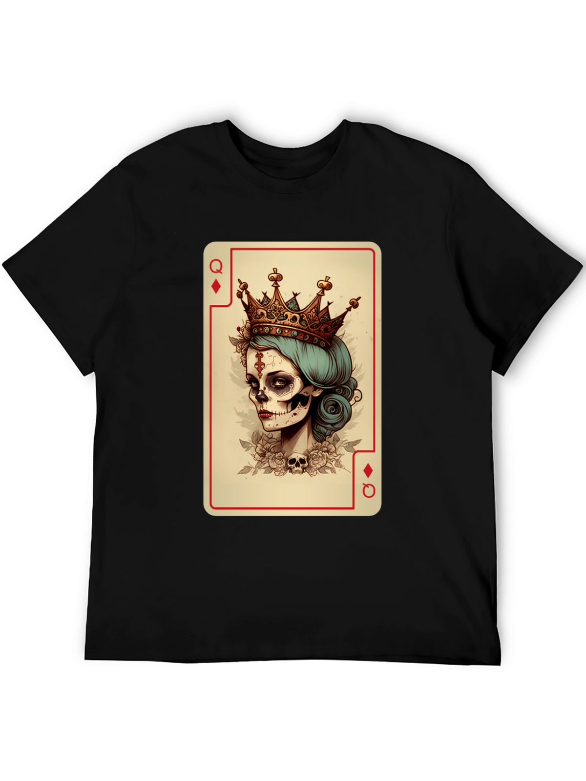 Queen of Diamonds Skeleton T-Shirt - Unique Graphic Tee