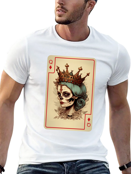 Queen of Diamonds Skeleton T-Shirt - Unique Graphic Tee