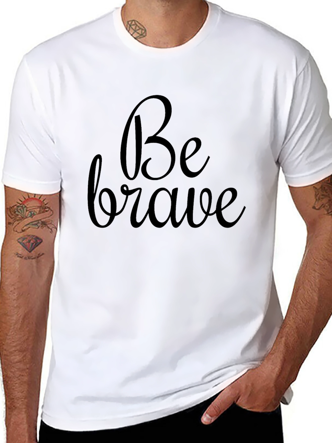 Be Brave Graphic Tee - Black Cotton Casual Shirt