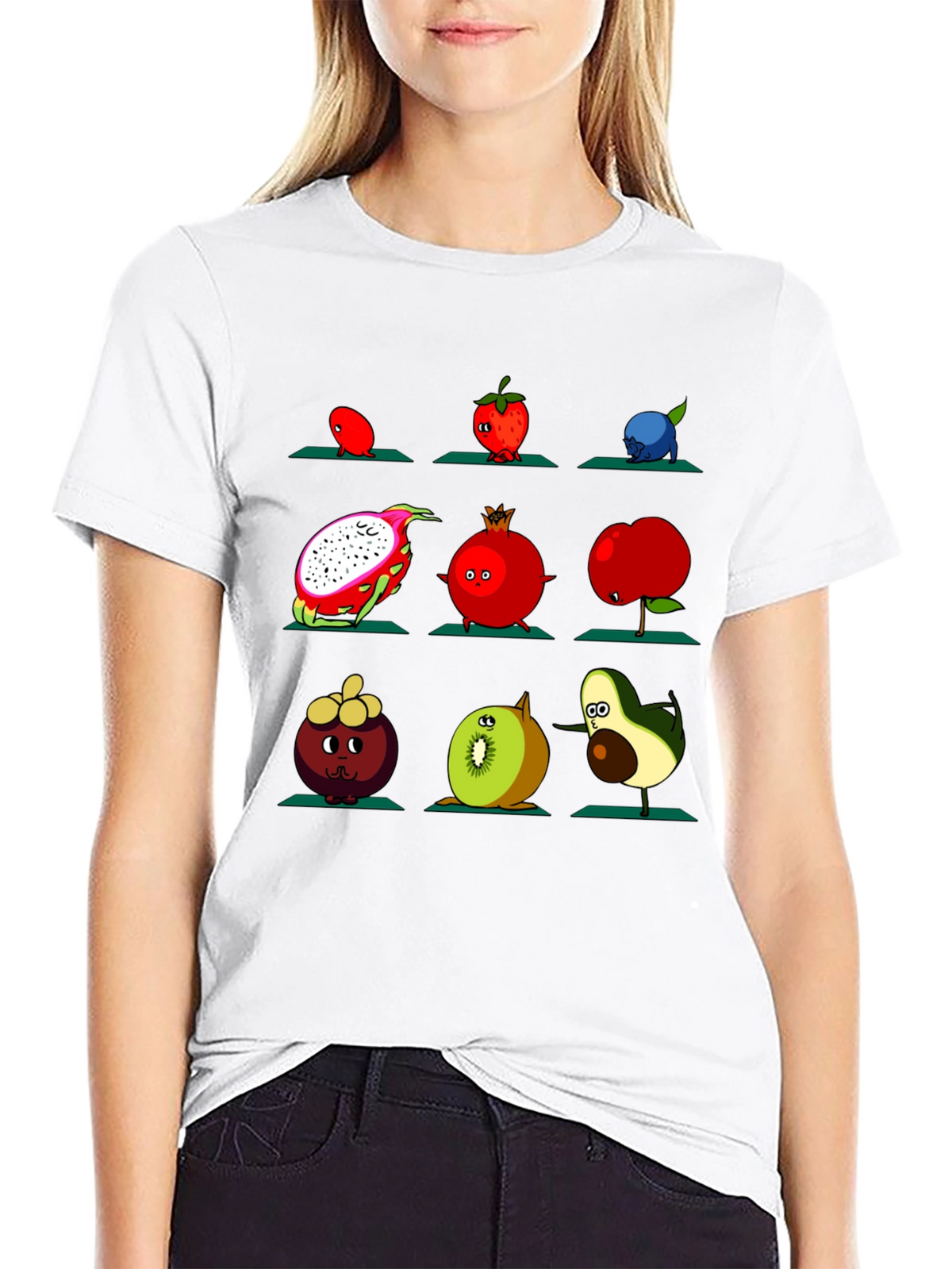 Fruit Yoga Graphic T-Shirt - Black Cotton Tee
