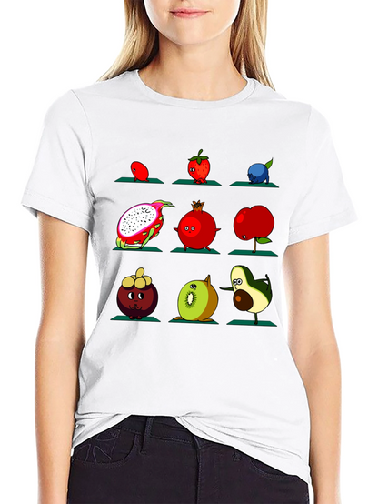 Fruit Yoga Graphic T-Shirt - Black Cotton Tee