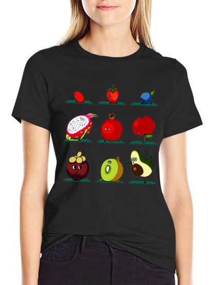 Fruit Yoga Graphic T-Shirt - Black Cotton Tee