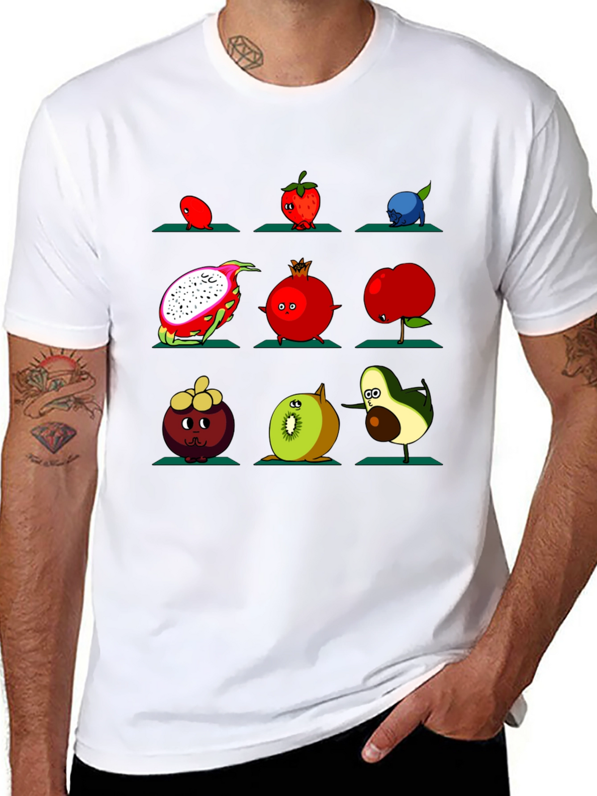 Fruit Yoga Graphic T-Shirt - Black Cotton Tee