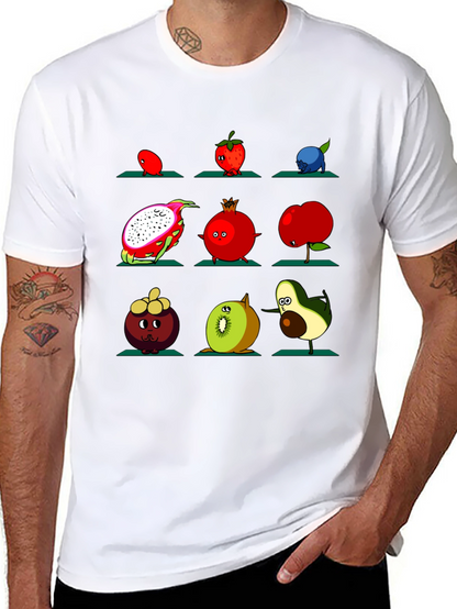 Fruit Yoga Graphic T-Shirt - Black Cotton Tee