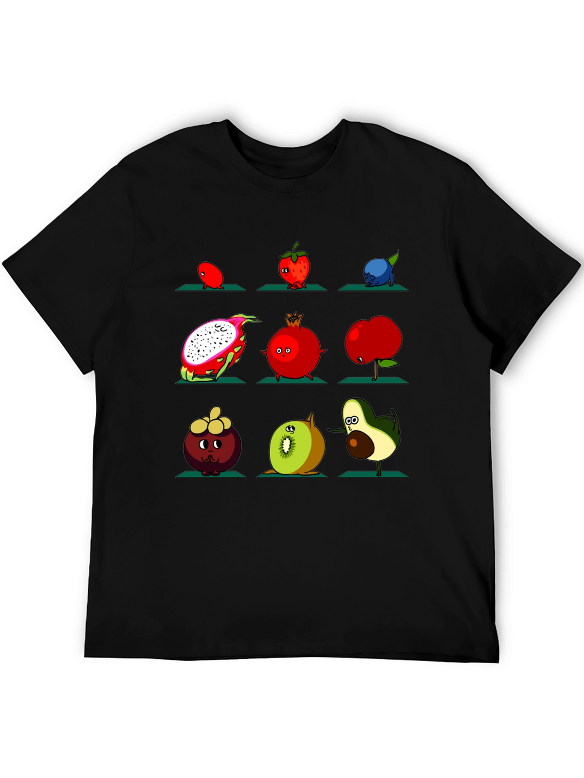 Fruit Yoga Graphic T-Shirt - Black Cotton Tee