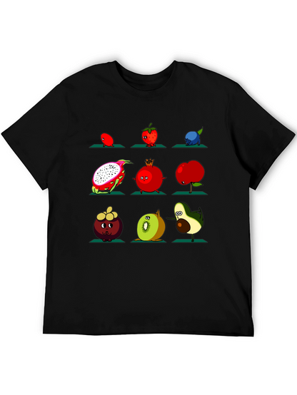 Fruit Yoga Graphic T-Shirt - Black Cotton Tee