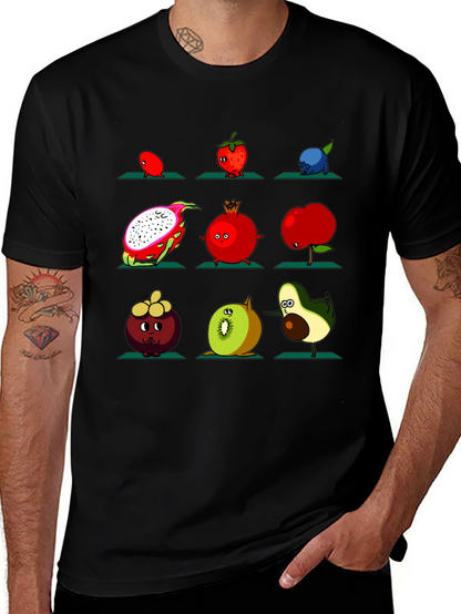 Fruit Yoga Graphic T-Shirt - Black Cotton Tee