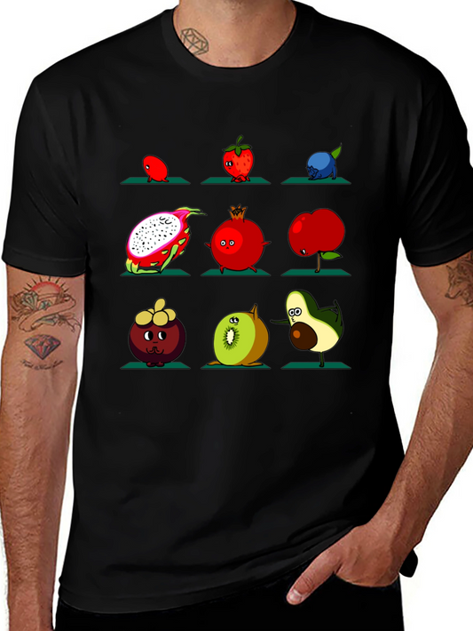 Fruit Yoga Graphic T-Shirt - Black Cotton Tee