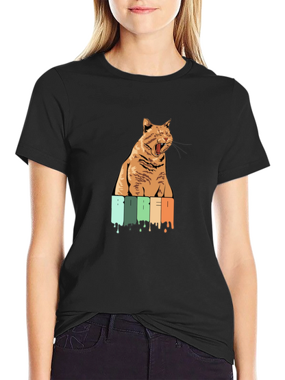Bored Cat Graphic Tee - Unisex Black T-Shirt