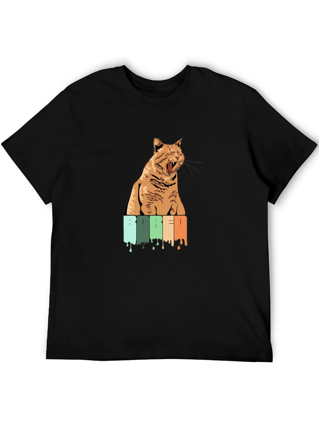 Bored Cat Graphic Tee - Unisex Black T-Shirt