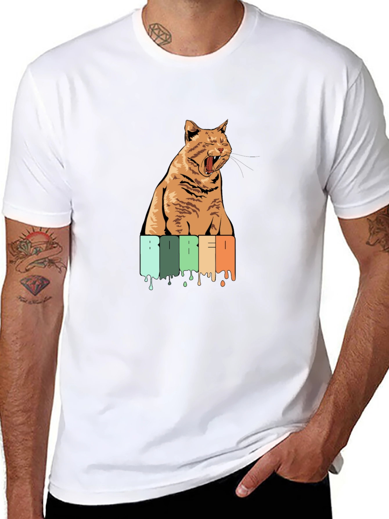 Bored Cat Graphic Tee - Unisex Black T-Shirt