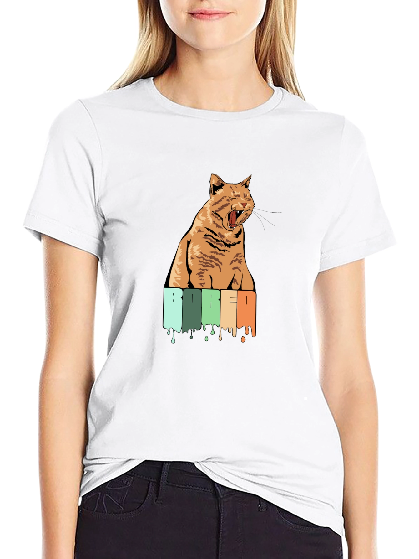 Bored Cat Graphic Tee - Unisex Black T-Shirt