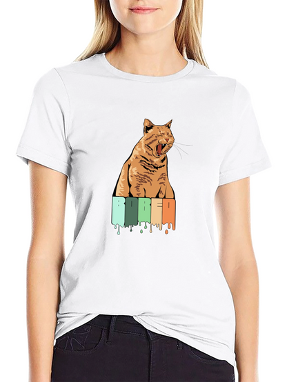 Bored Cat Graphic Tee - Unisex Black T-Shirt