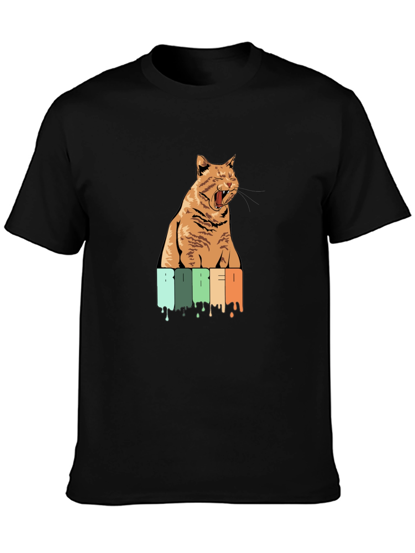 Bored Cat Graphic Tee - Unisex Black T-Shirt