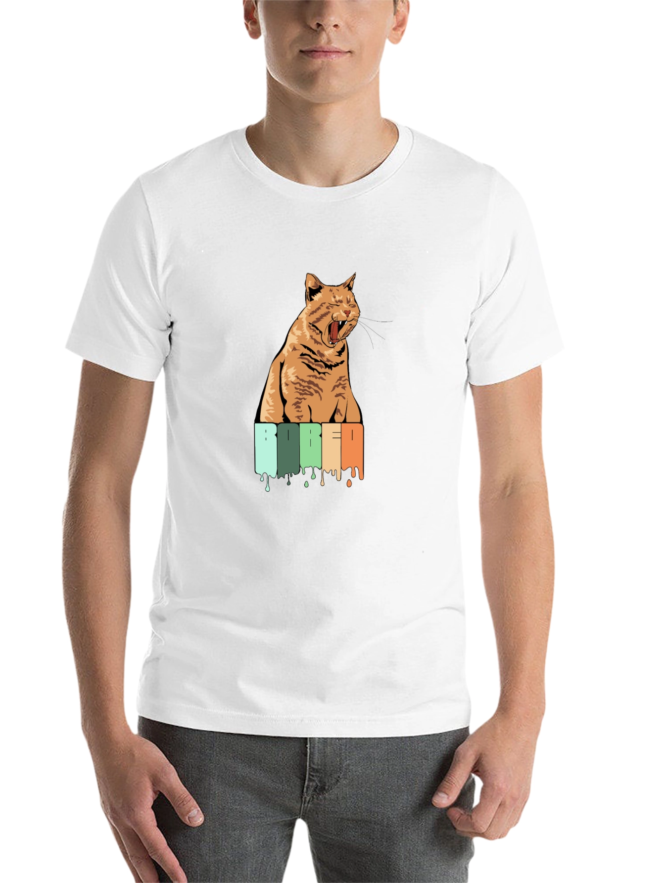 Bored Cat Graphic Tee - Unisex Black T-Shirt