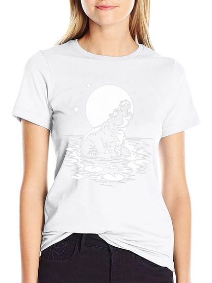 Hippo Under the Moon Graphic Tee