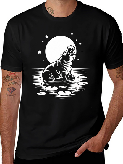 Hippo Under the Moon Graphic Tee