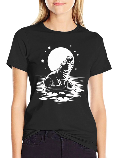 Hippo Under the Moon Graphic Tee