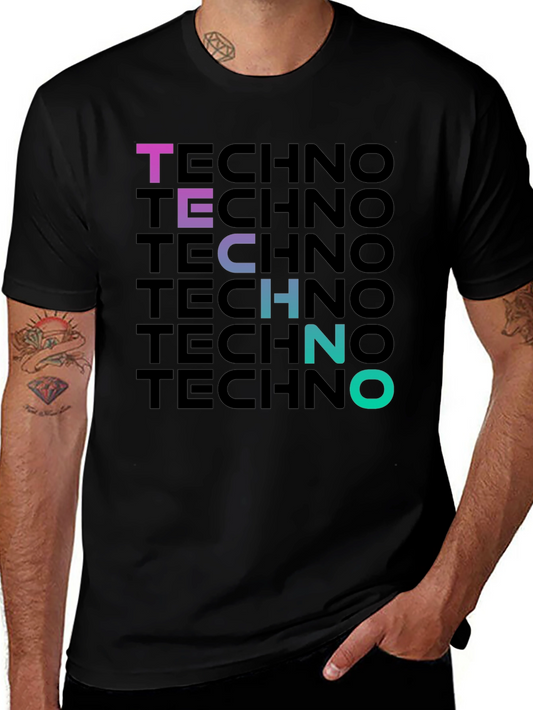 Techno Gradient T-Shirt - Bold Graphic Print