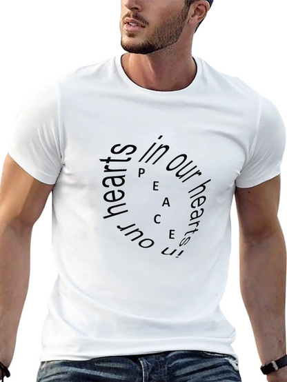 Mens Black Peace in Our Hearts Graphic Tee