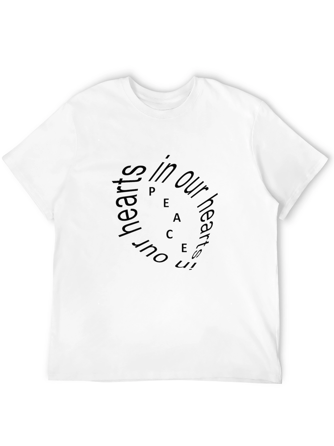 Mens Black Peace in Our Hearts Graphic Tee