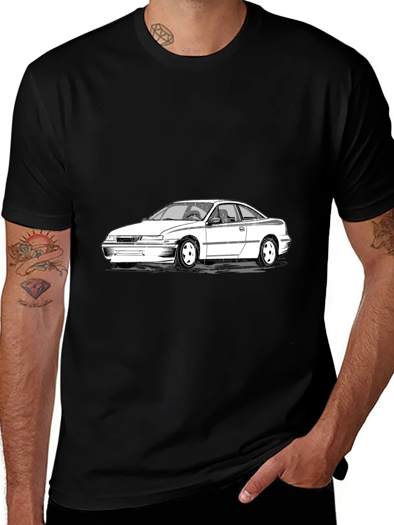 Cool Car Graphic Tee - Black Cotton T-Shirt