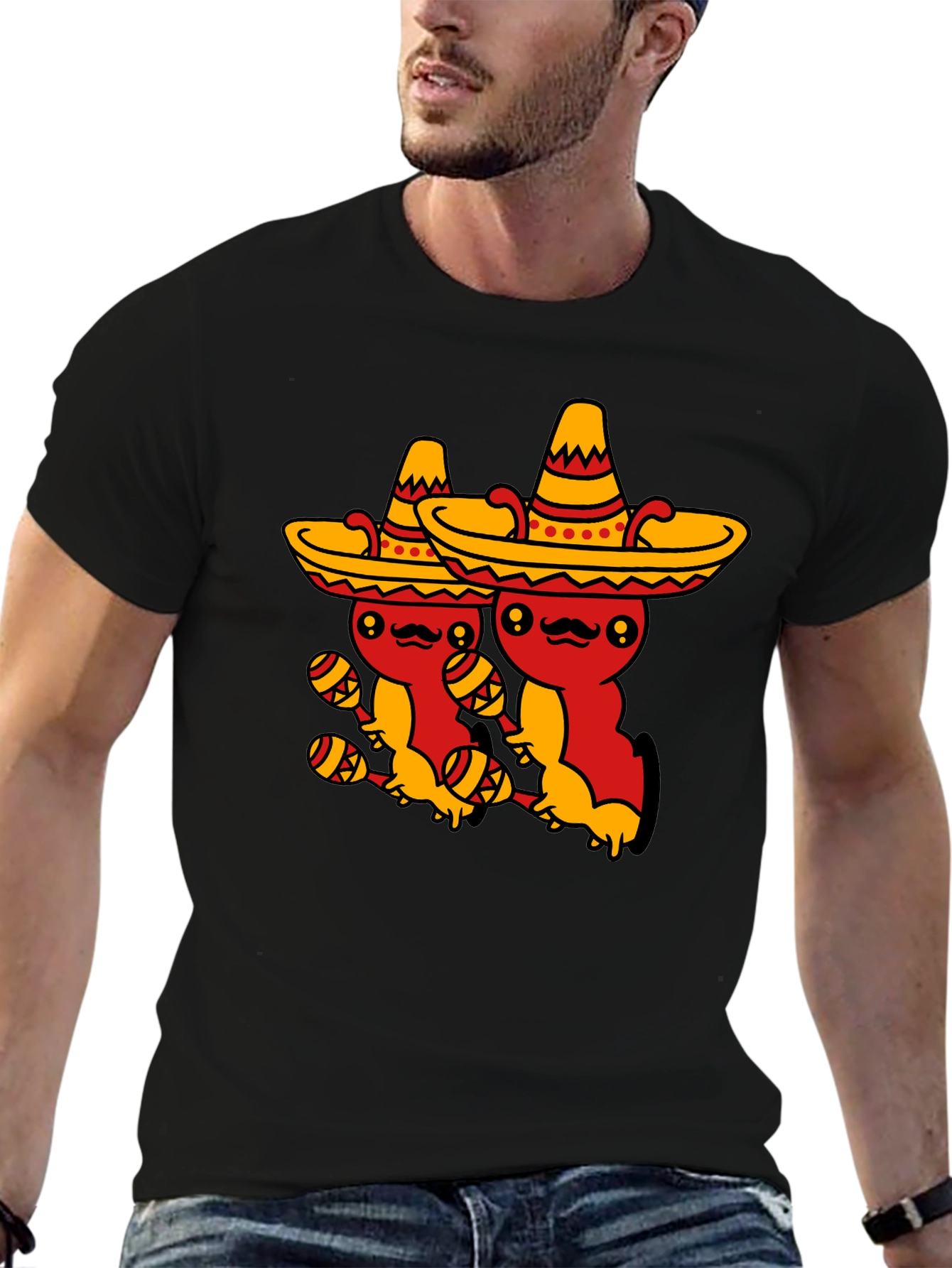 Fiesta Time Black T-Shirt - Cute Mexican Sombrero Axolotls