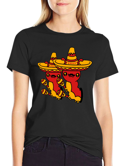 Fiesta Time Black T-Shirt - Cute Mexican Sombrero Axolotls