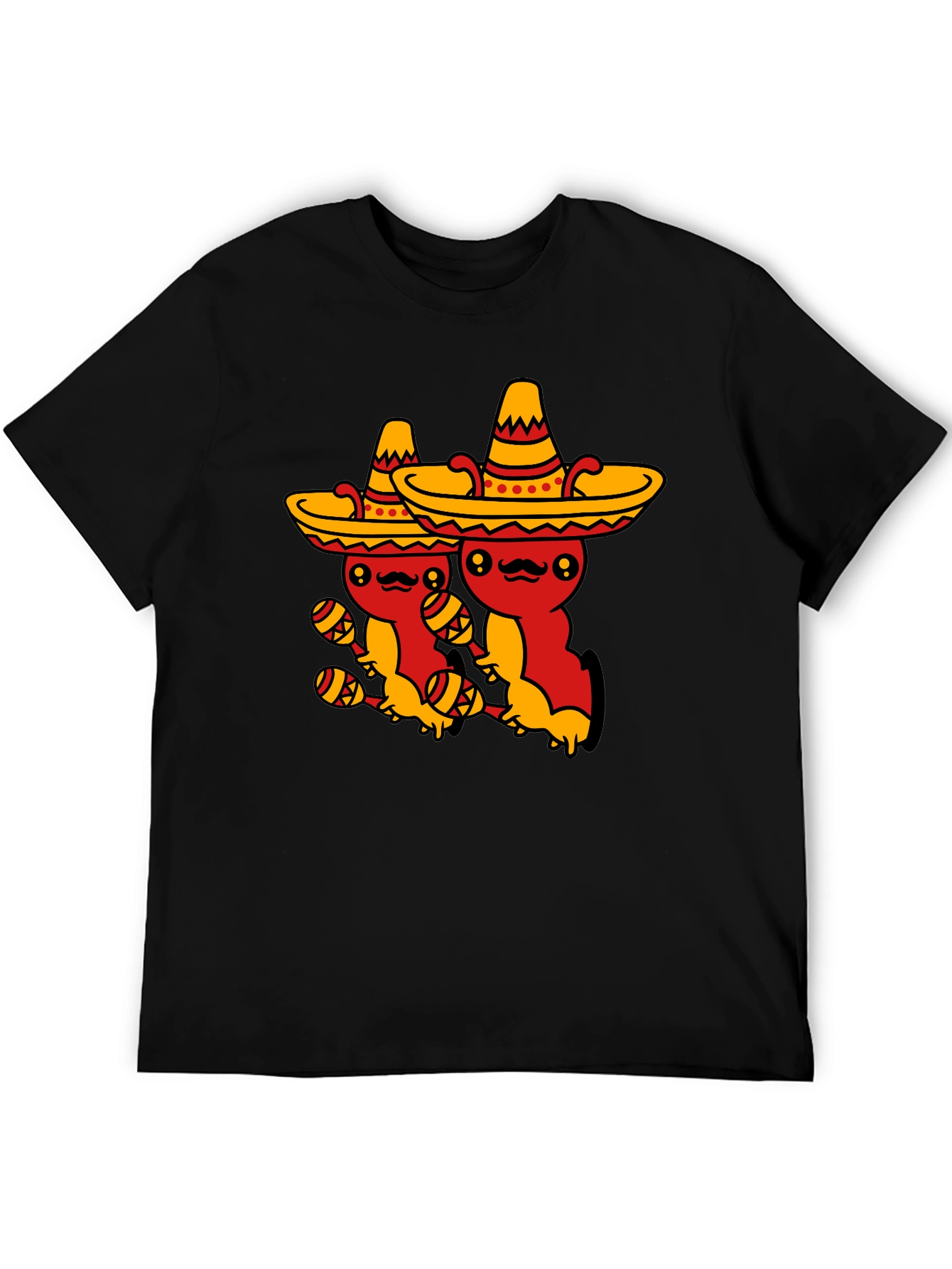 Fiesta Time Black T-Shirt - Cute Mexican Sombrero Axolotls