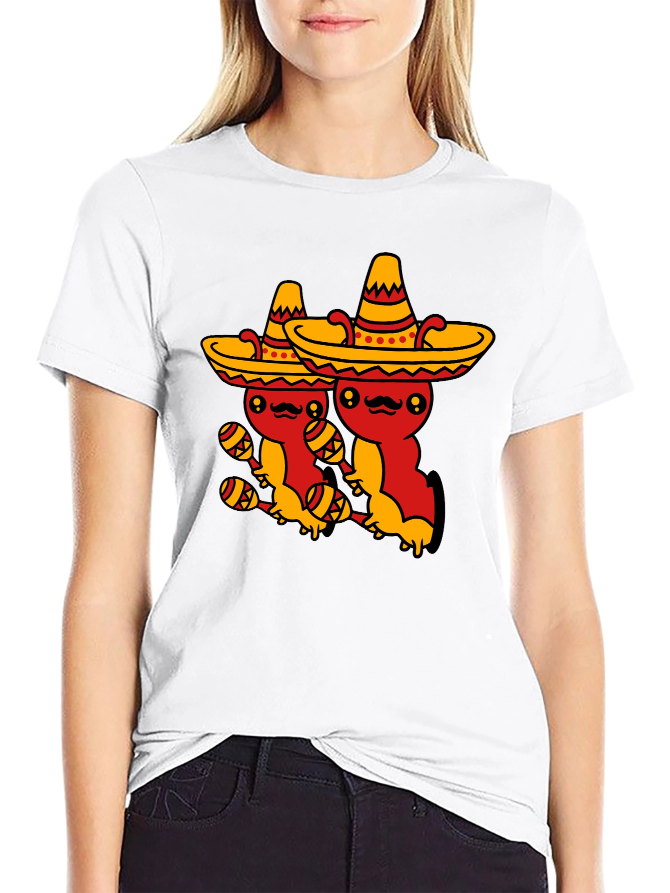 Fiesta Time Black T-Shirt - Cute Mexican Sombrero Axolotls