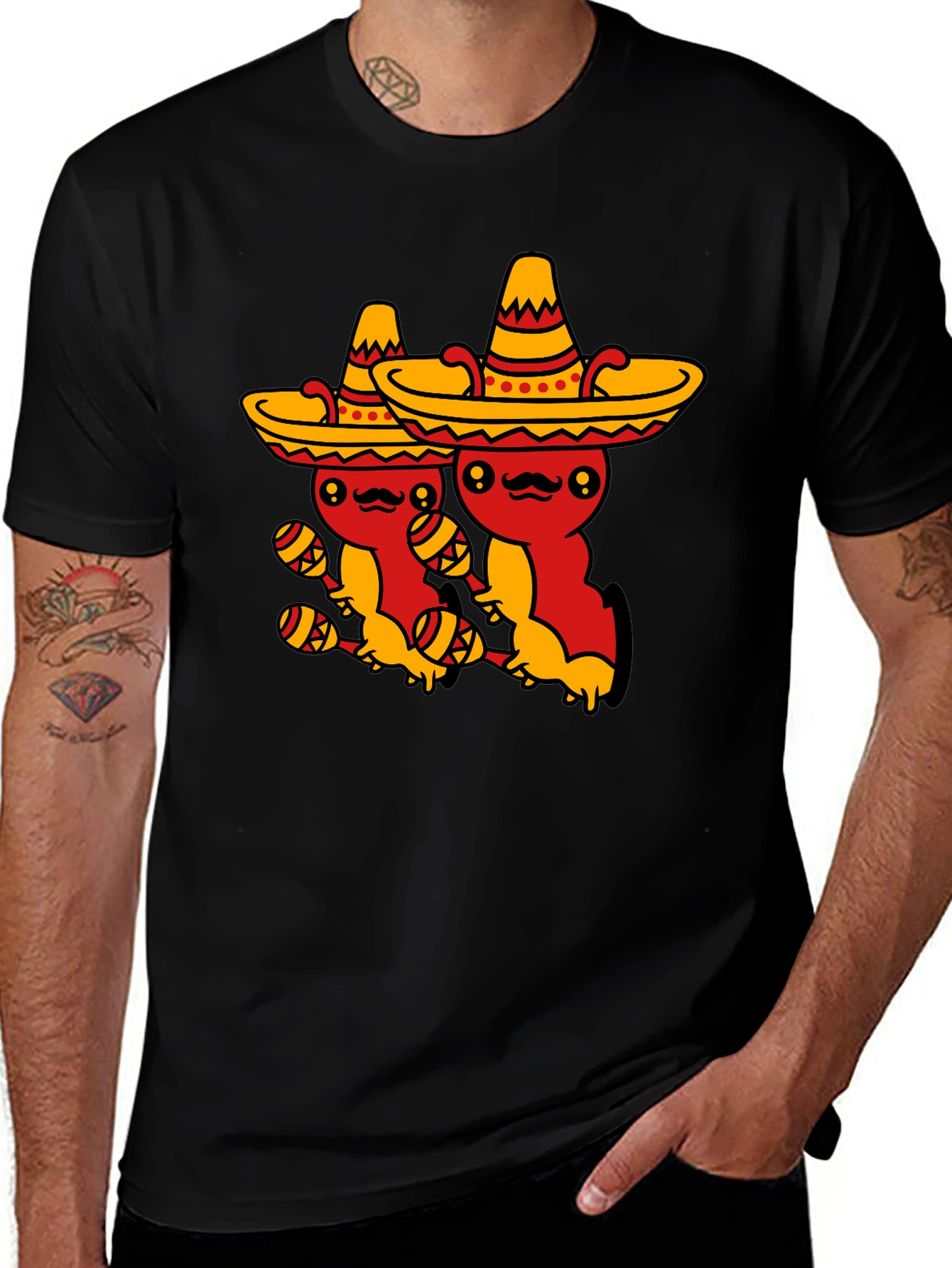 Fiesta Time Black T-Shirt - Cute Mexican Sombrero Axolotls