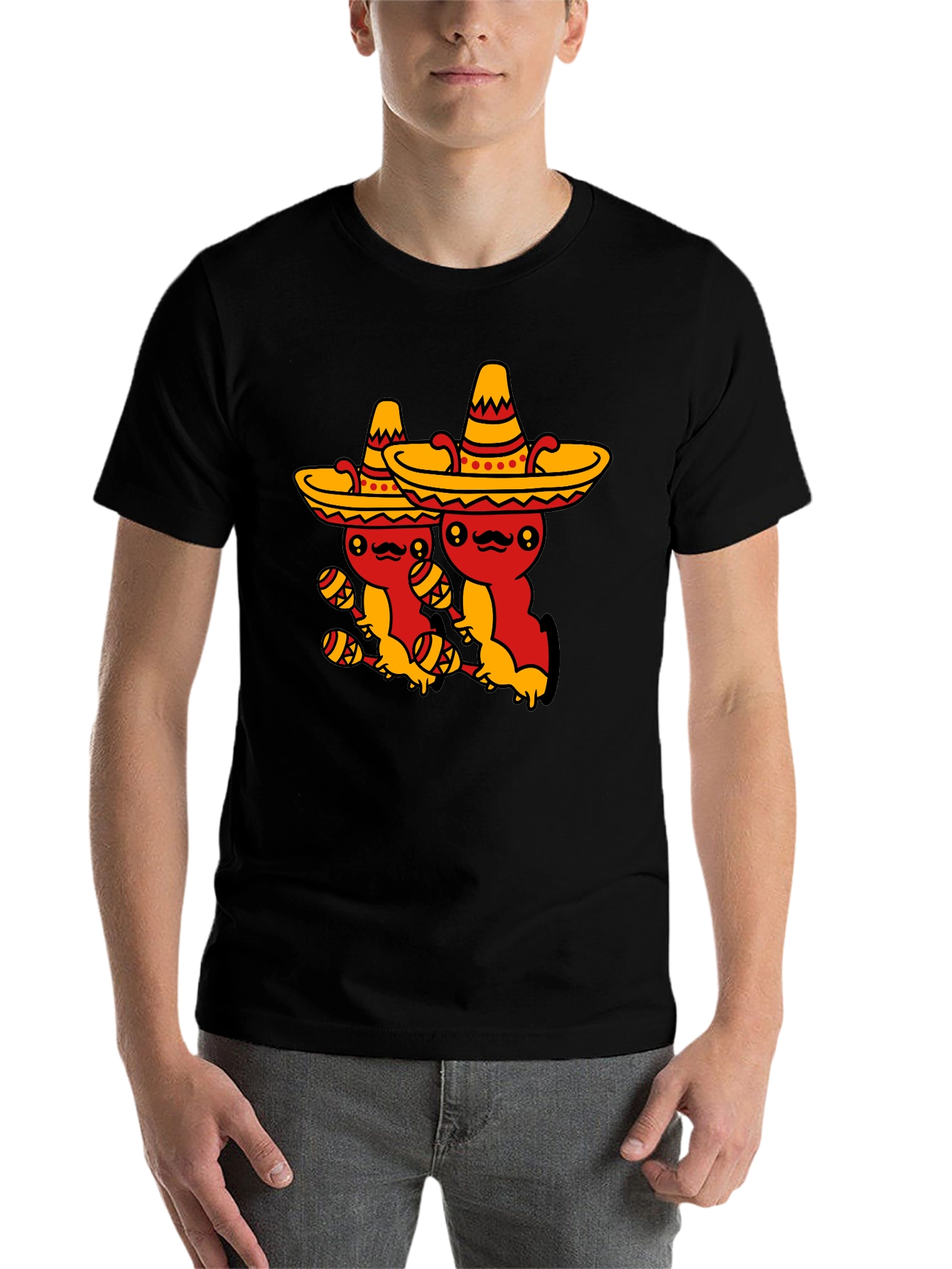 Fiesta Time Black T-Shirt - Cute Mexican Sombrero Axolotls