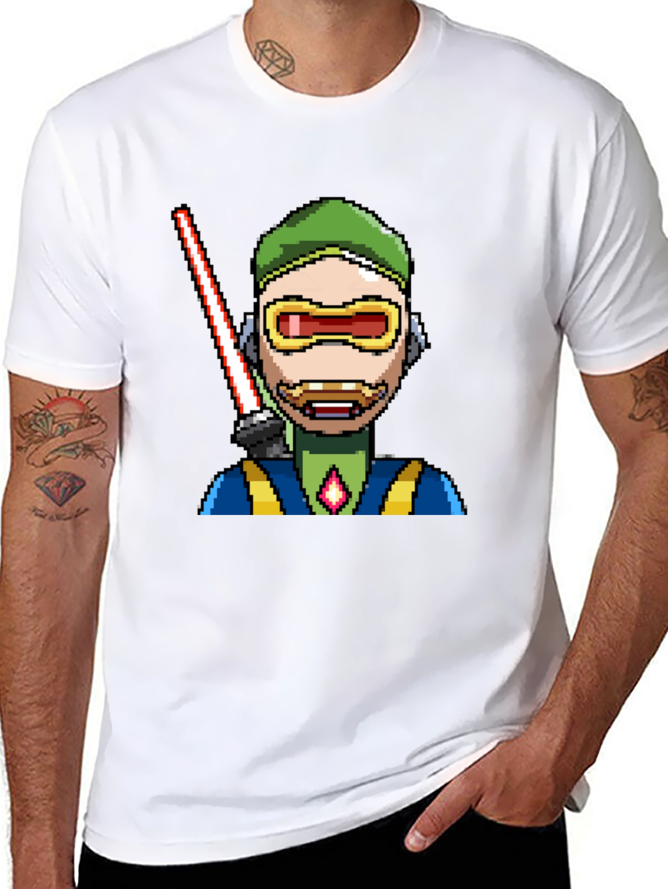Pixel Art Sci-Fi Character Black T-Shirt