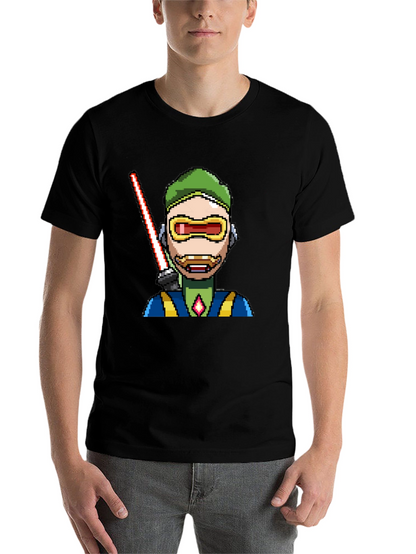Pixel Art Sci-Fi Character Black T-Shirt