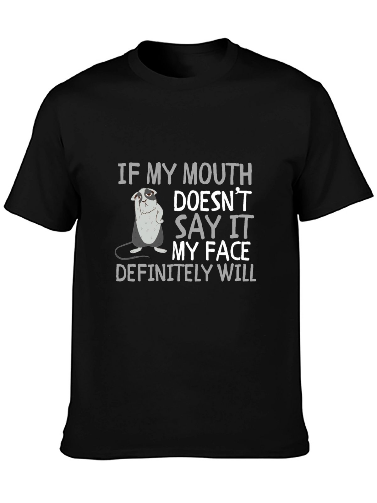 Sarcastic Bulldog Graphic Print Crew Neck T-Shirt