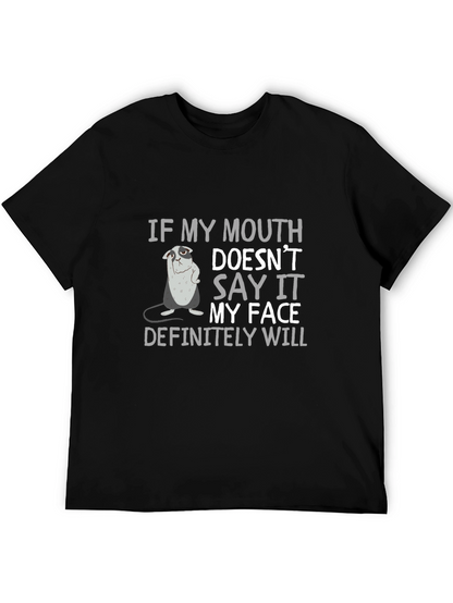 Sarcastic Bulldog Graphic Print Crew Neck T-Shirt