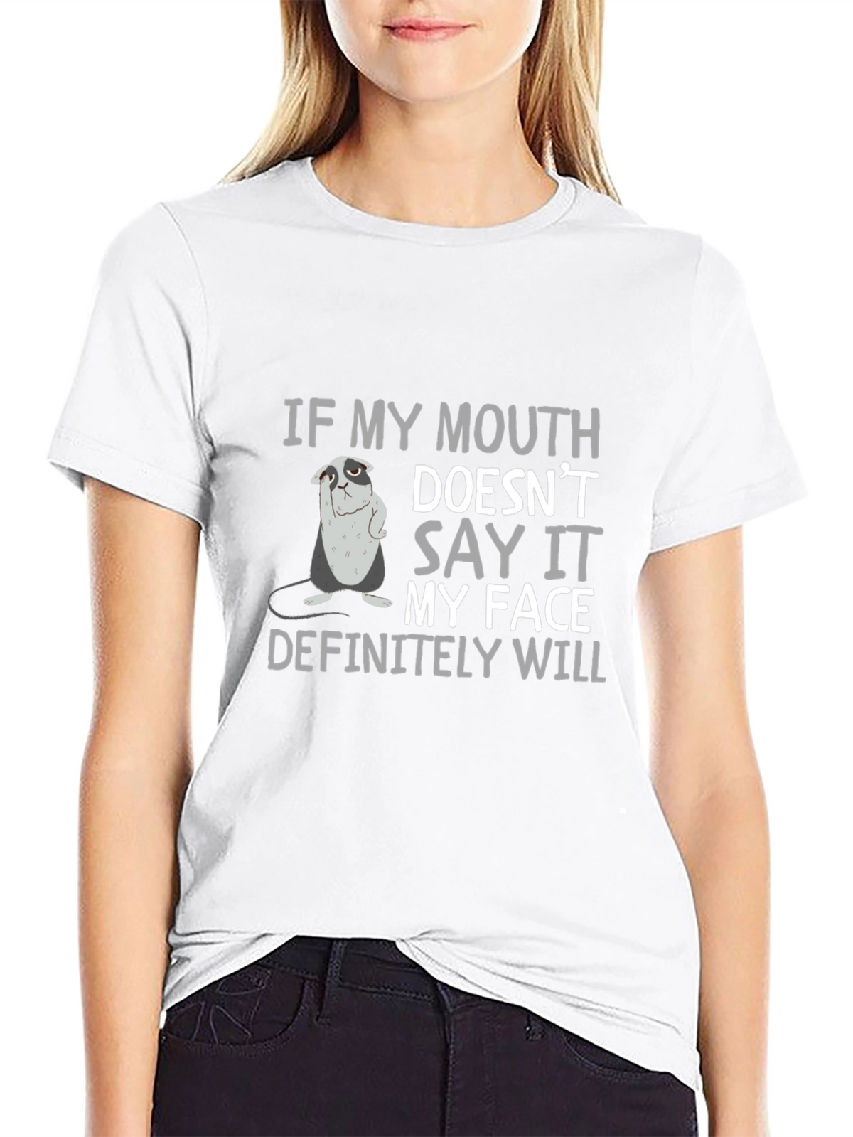 Sarcastic Bulldog Graphic Print Crew Neck T-Shirt