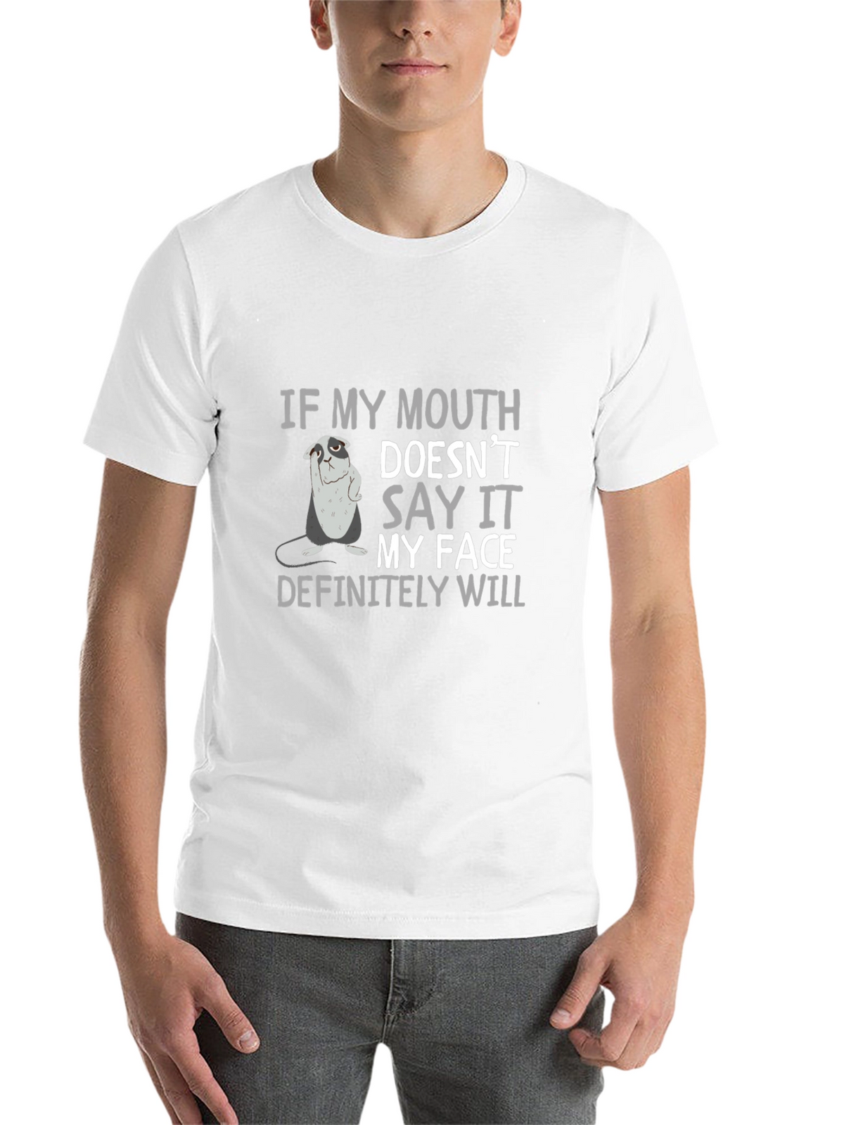 Sarcastic Bulldog Graphic Print Crew Neck T-Shirt