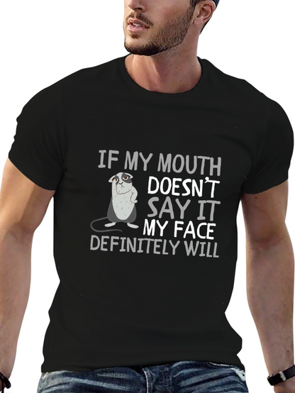 Sarcastic Bulldog Graphic Print Crew Neck T-Shirt